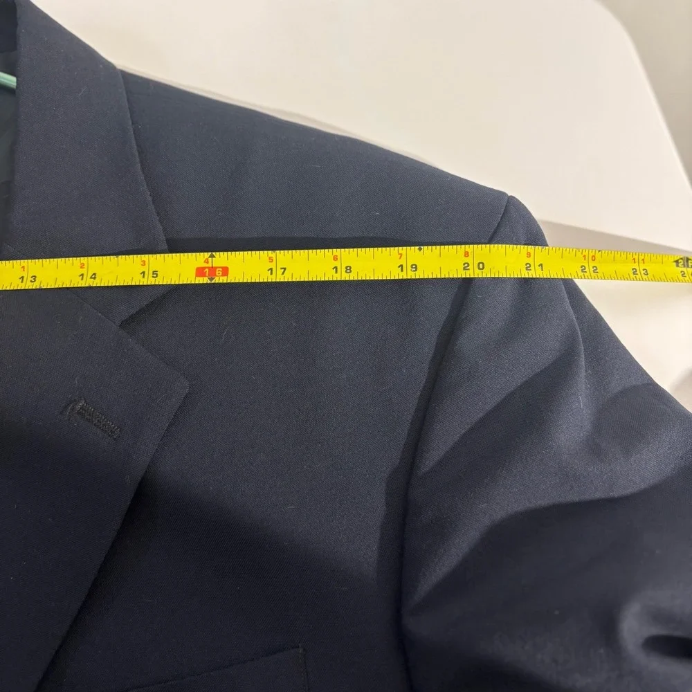 Oscar de‎ la Renta Blazer Mens 46L Navy Blue 100% Wool Lined Jacket Classic Fit